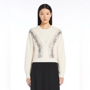 MaxMara Ivory Sweater with Metallic Details